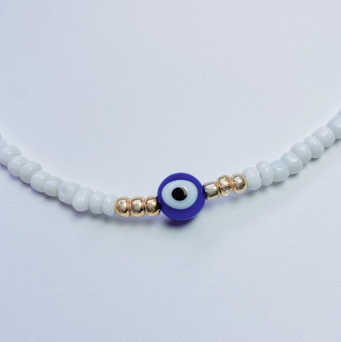 Evil Eye Bead Bracelet, Seed Beads Bracelet, Beaded Evil Eye, Blue Red White Beads 5