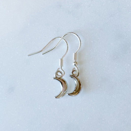Crescent moon dangle earrings