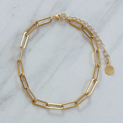 Gold paperclip bracelet