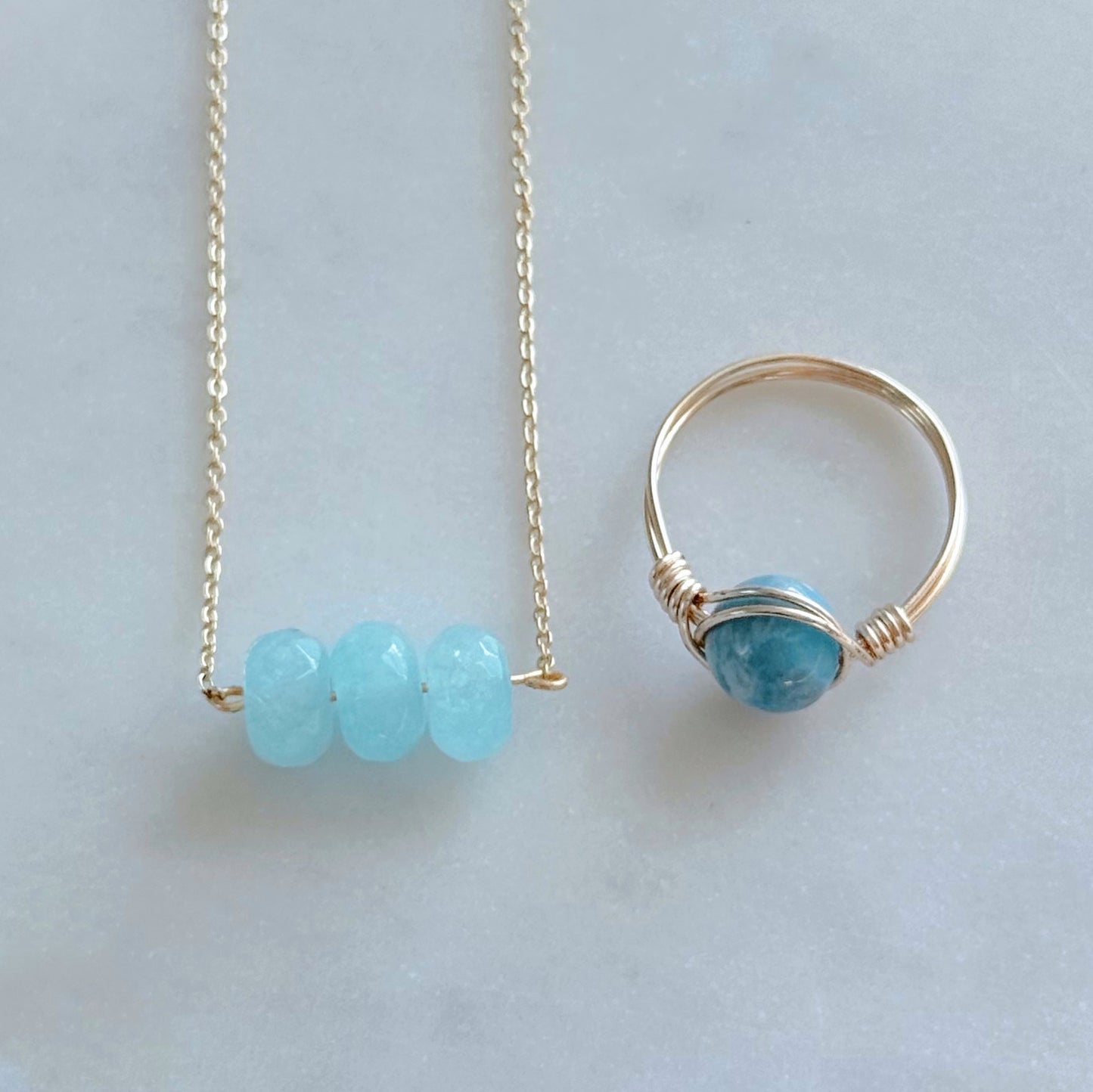 Ocean tides necklace and ring set