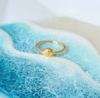 Gold seashell necklace and ring gift set