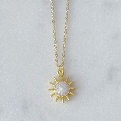 Dainty pearl sun charm necklace