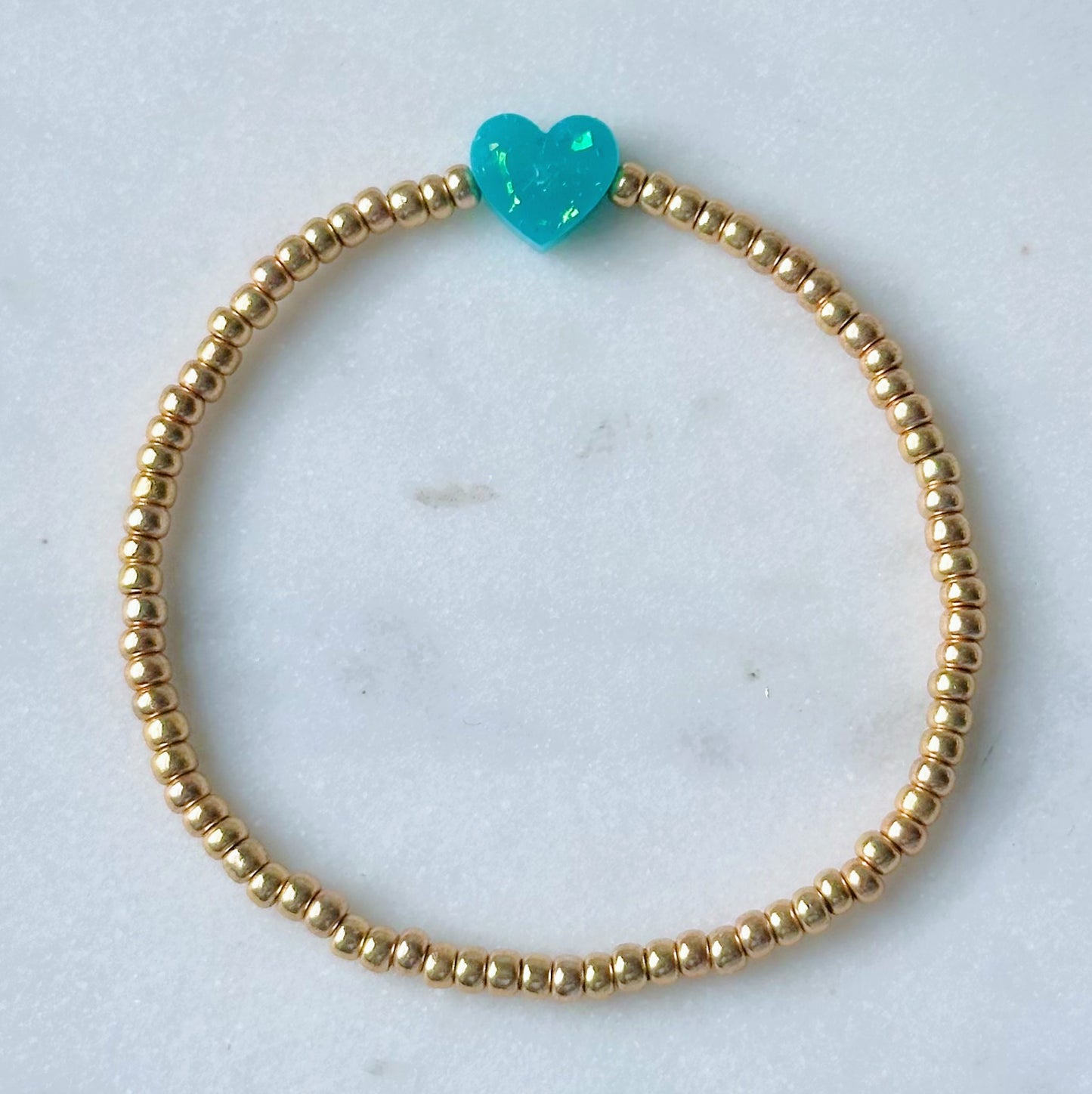 Dainty opal heart bracelet