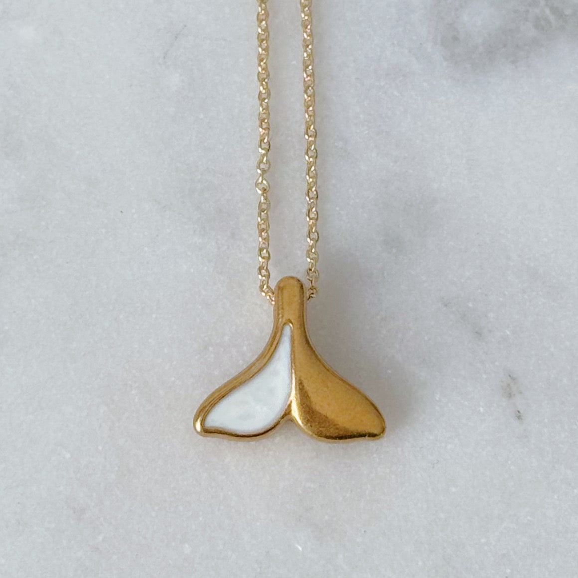 Gold Whale Tail Pendant Necklace