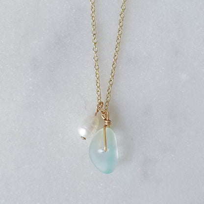 Sea glass & pearl necklace