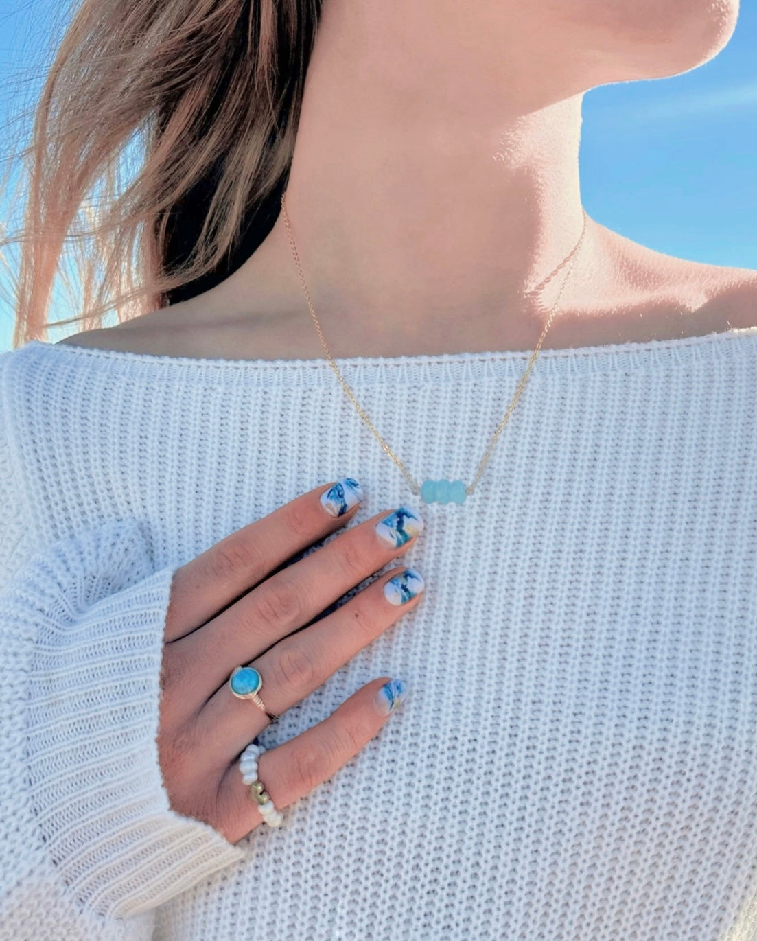 Ocean tides necklace and ring set