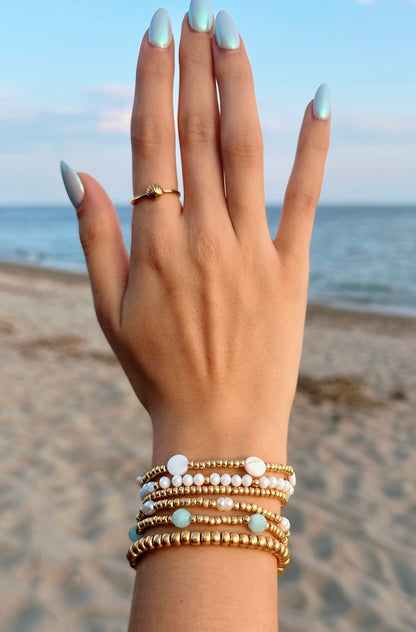 Gold seashell necklace and ring gift set