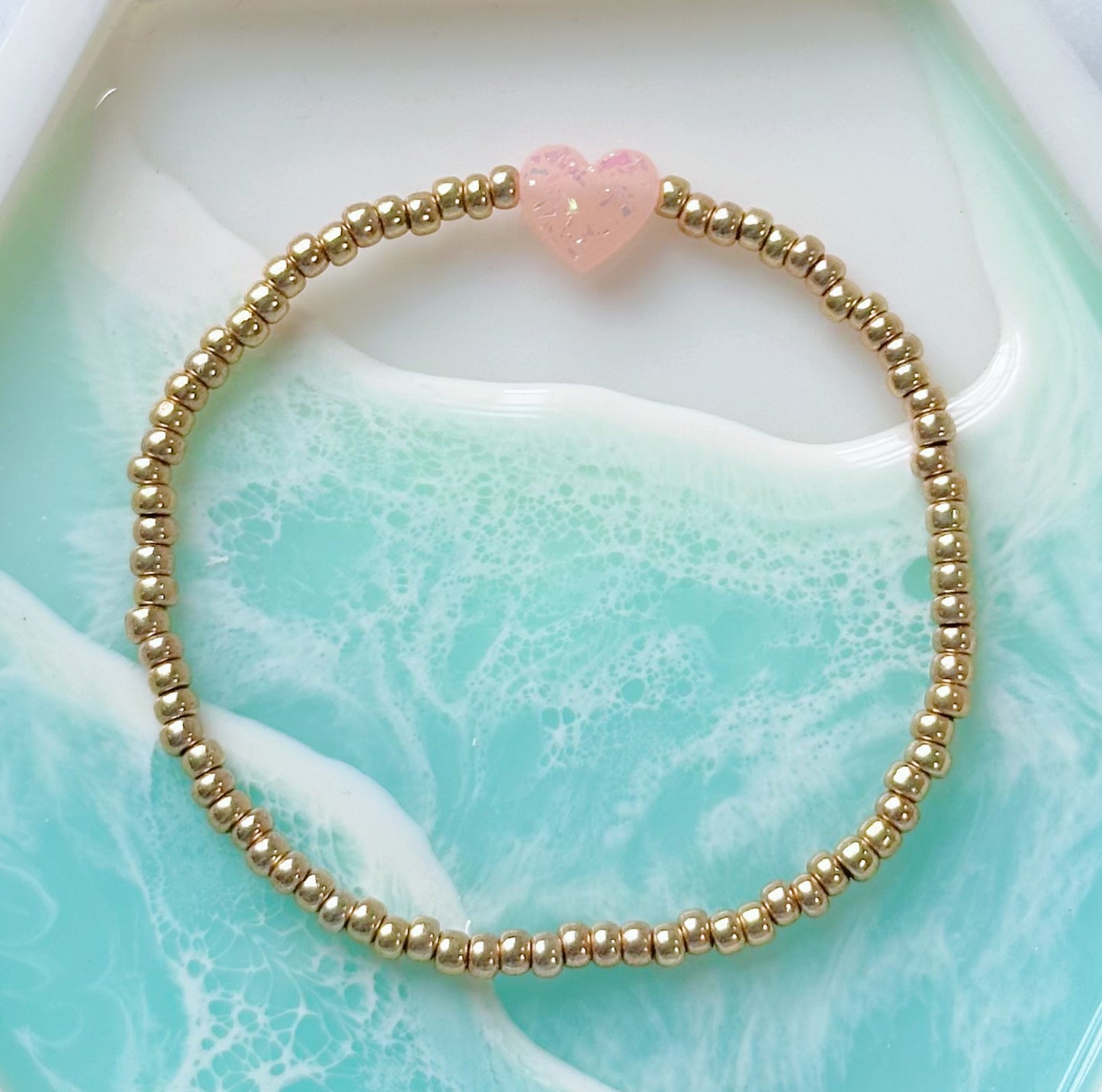 Dainty opal heart bracelet