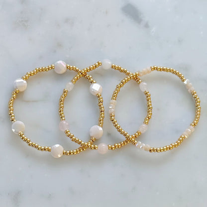 Rose quartz beaded bracelet set