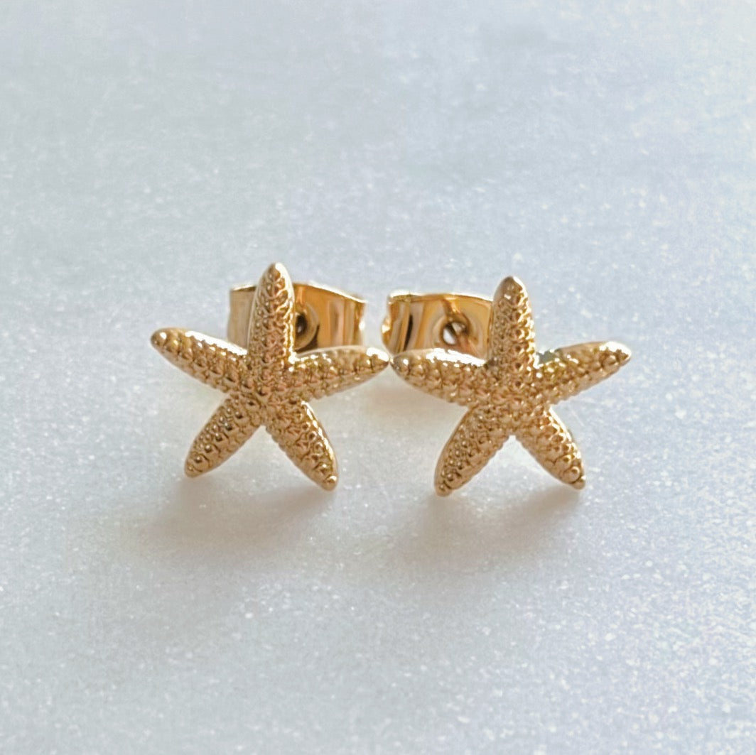 Dainty Gold Starfish Stud earrings