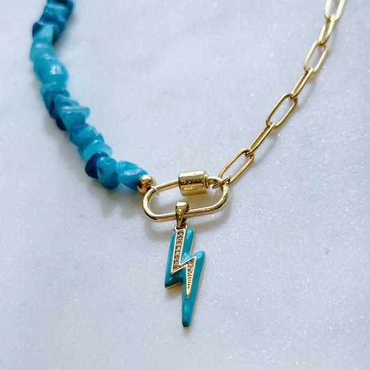 Santorini chain & gemstone necklace