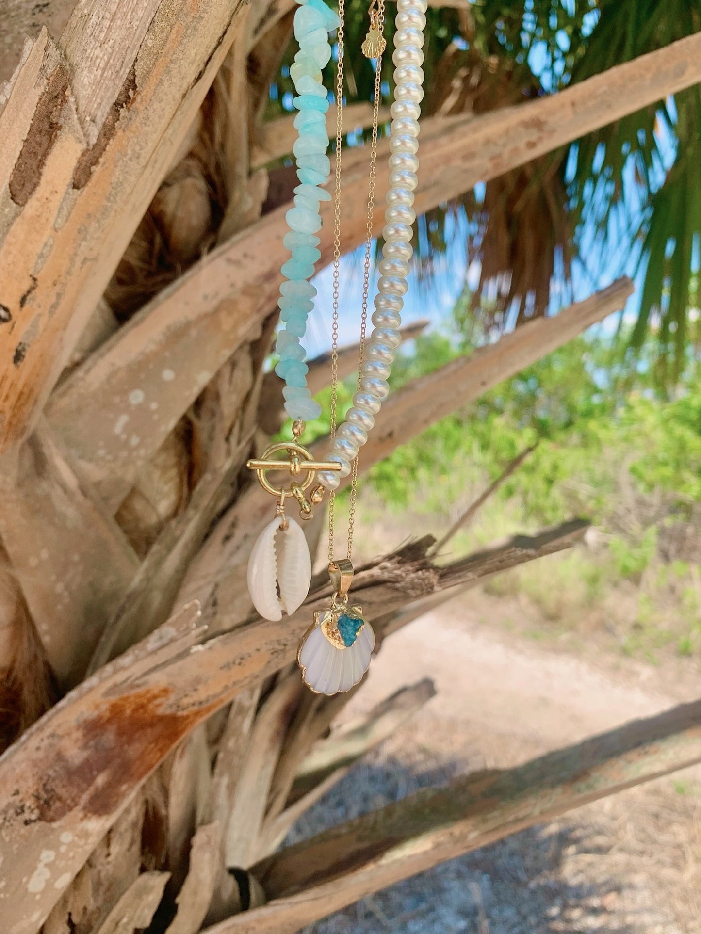 Oahu aqua and pearl necklace
