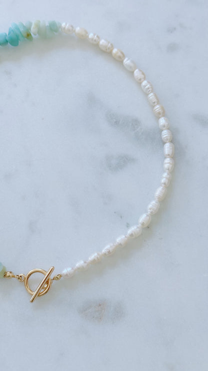 Bora Bora turquoise and pearl necklace