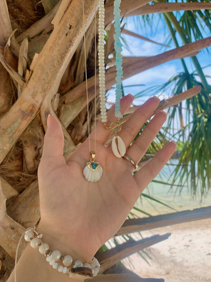 Oahu aqua and pearl necklace