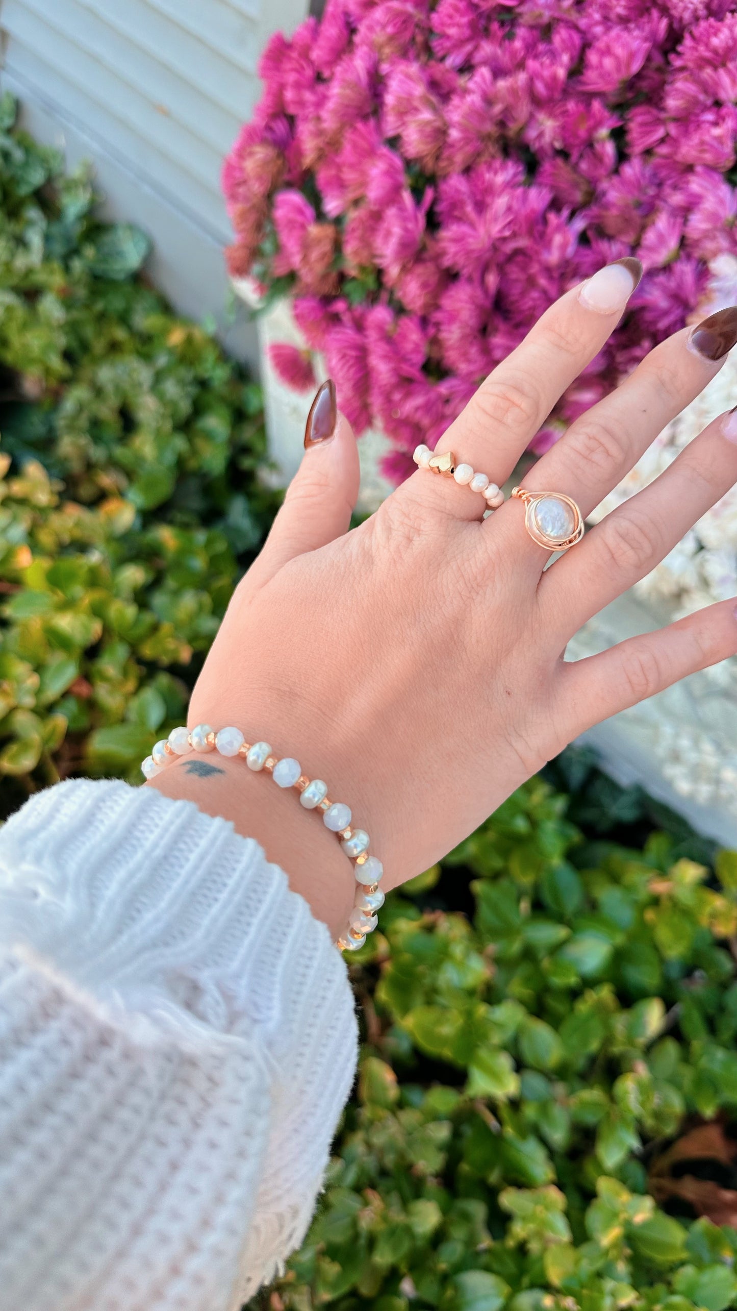 Pearl charm ring