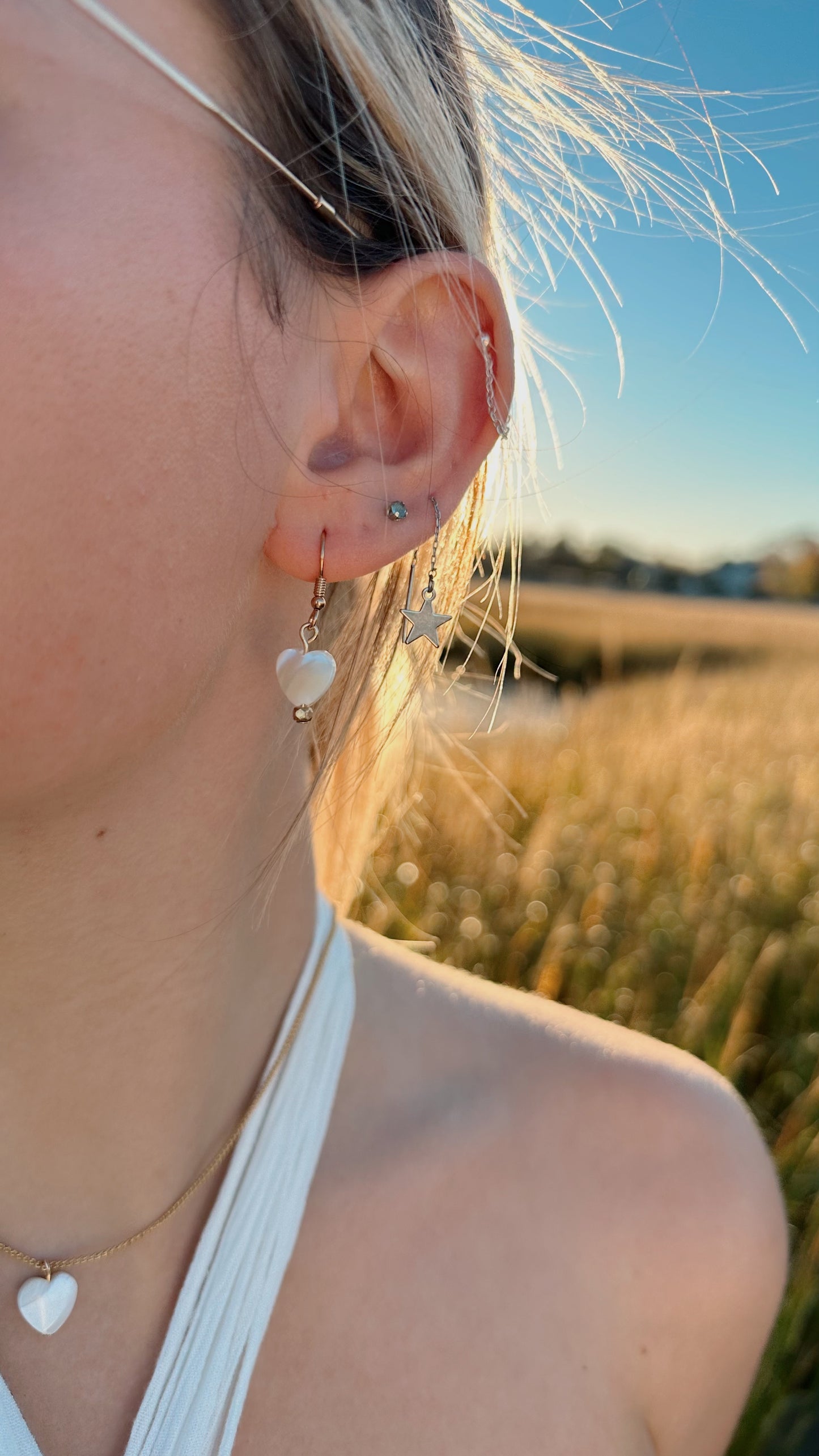 Shell Heart dangle earrings