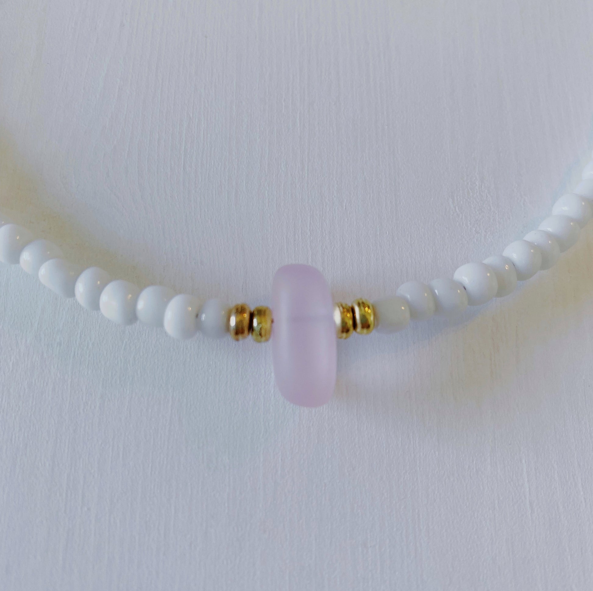 Sea glass beaded choker necklace – Coastal Beads by Rebecca