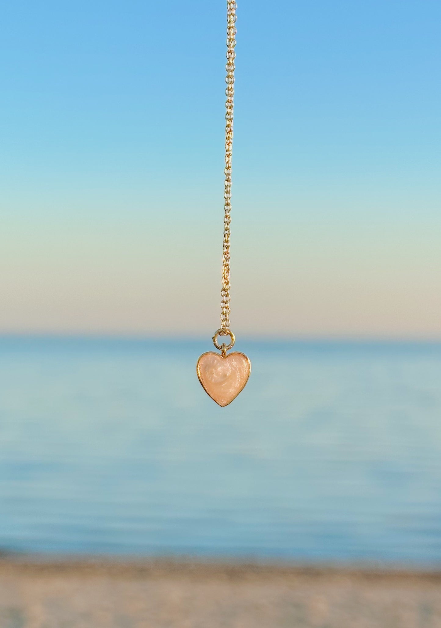 Dainty enamel heart charm necklace