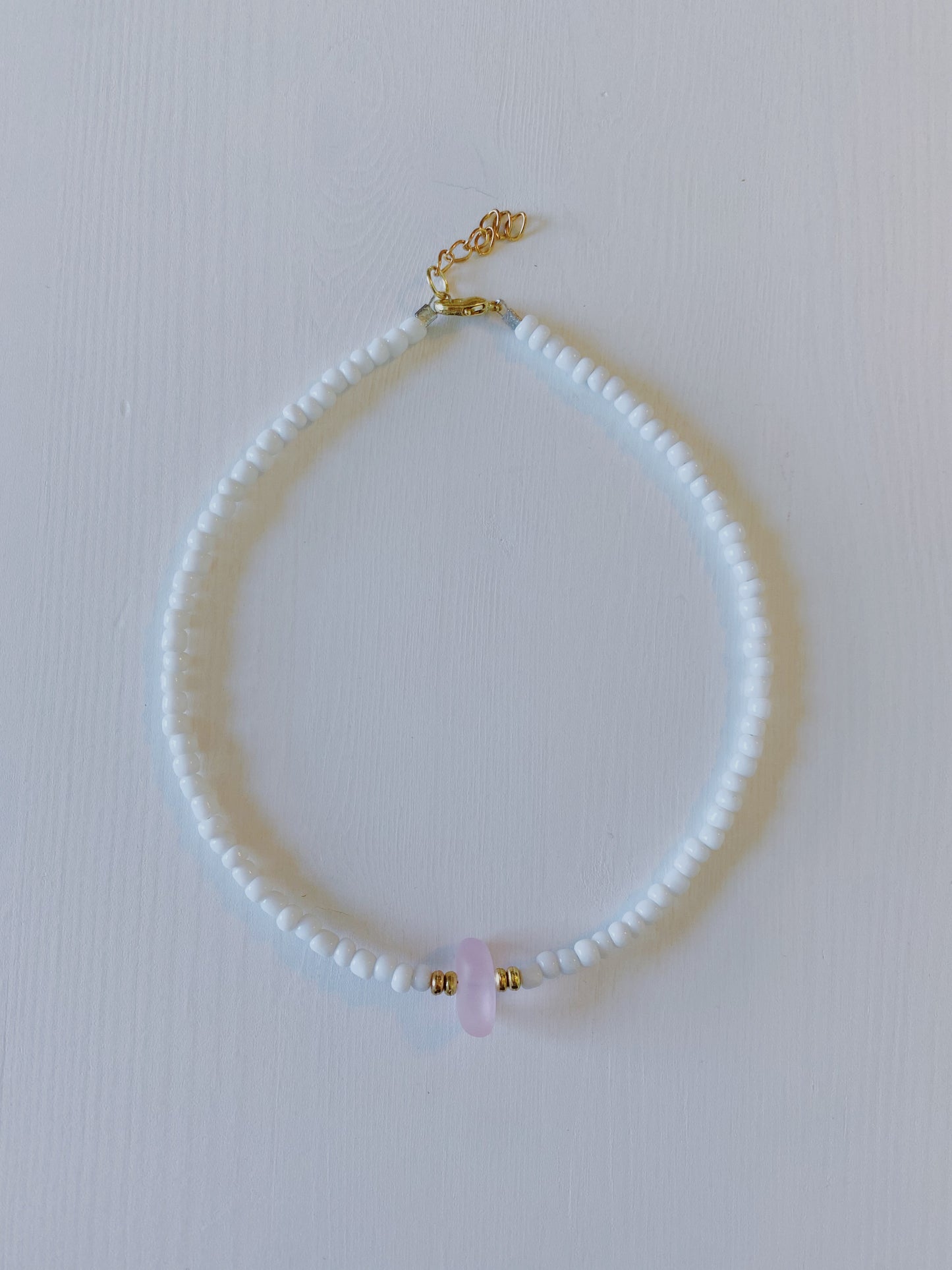 Sea glass beaded choker necklace
