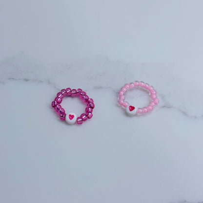 pink heart beaded ring