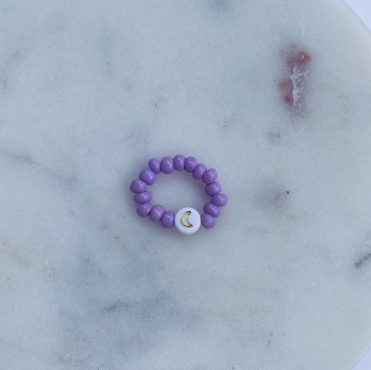 Light purple beaded charm ring