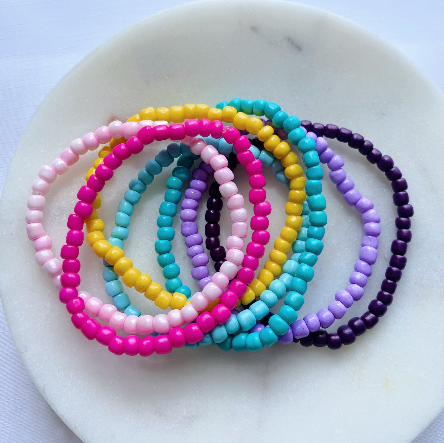 Solid color beaded bracelets