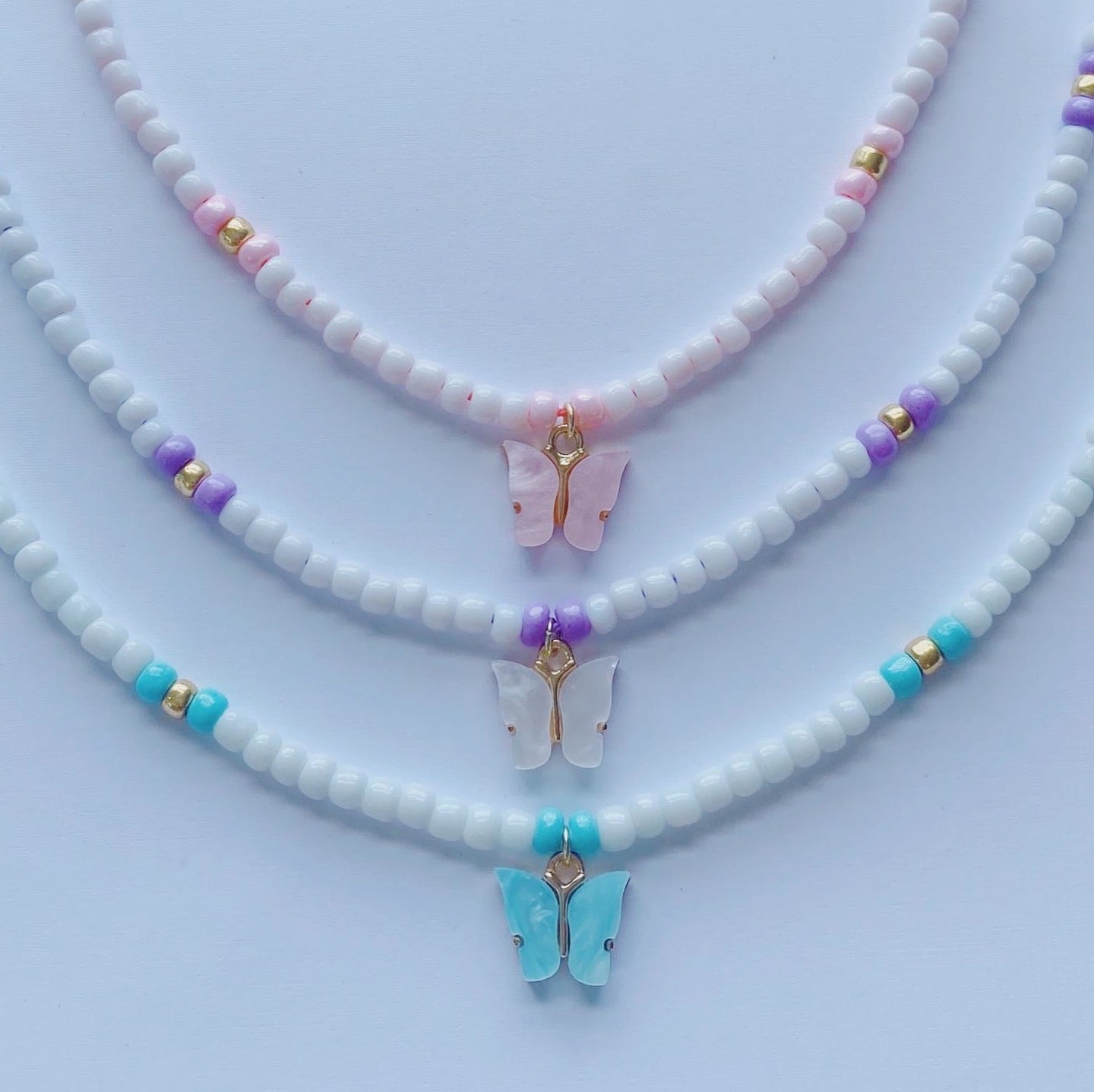 Butterfly beaded choker necklace
