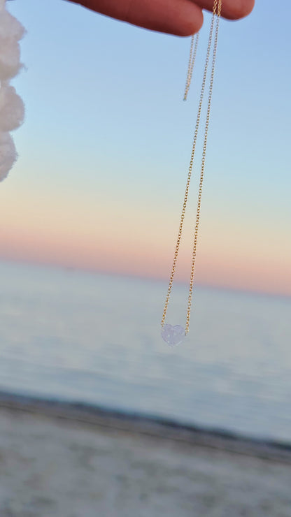 Dainty opal heart necklace