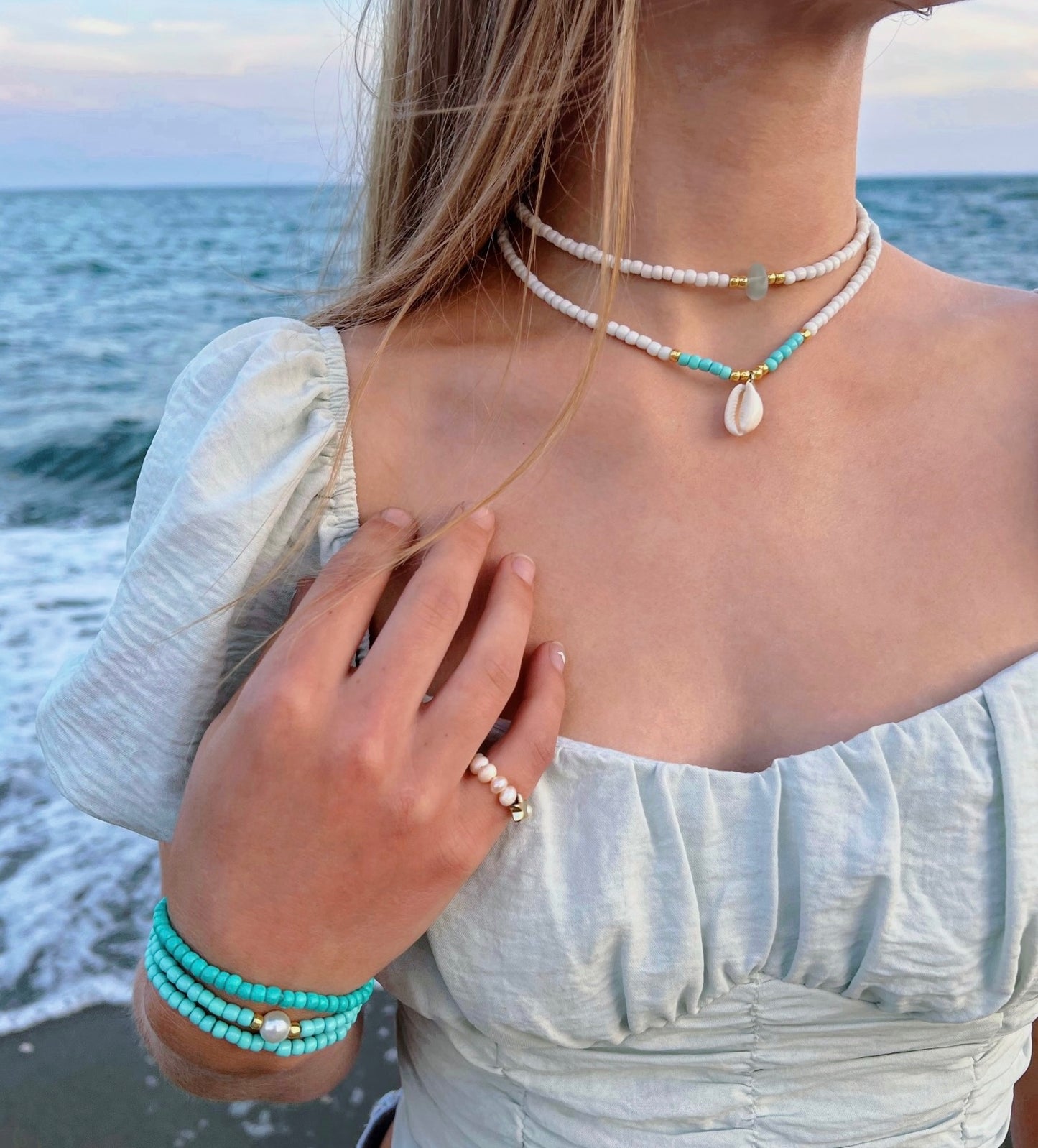 Seashell beaded necklace