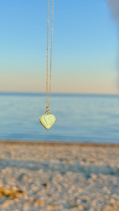 Aqua swirl heart pendant necklace