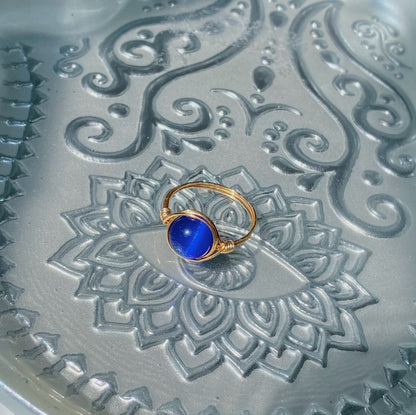 Sapphire wire wrapped ring