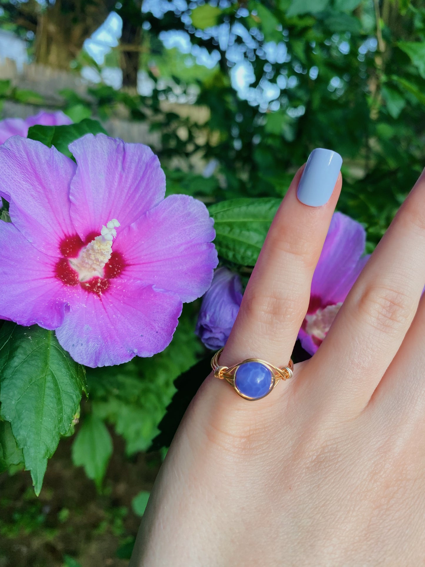 Purple fire agate wire wrapped ring