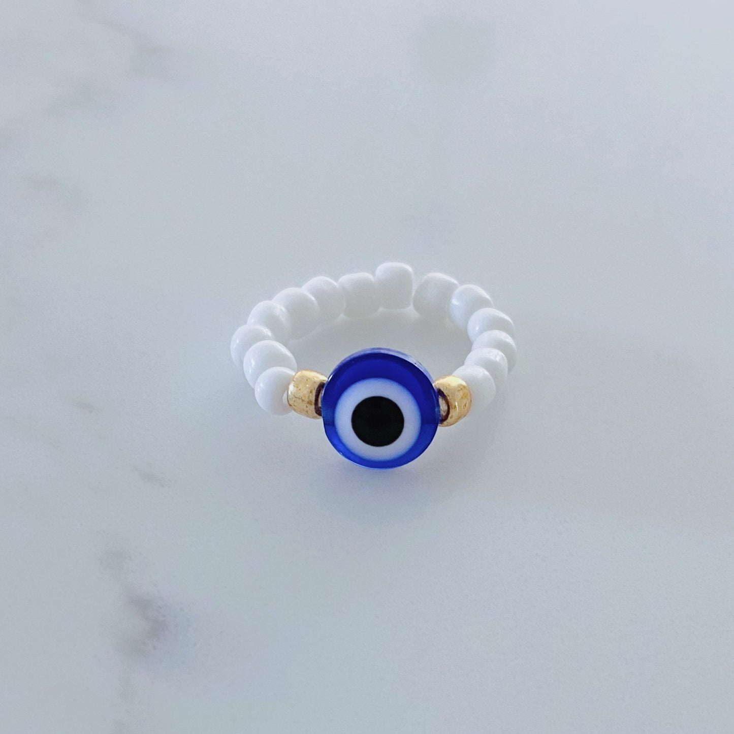 Evil eye bead ring