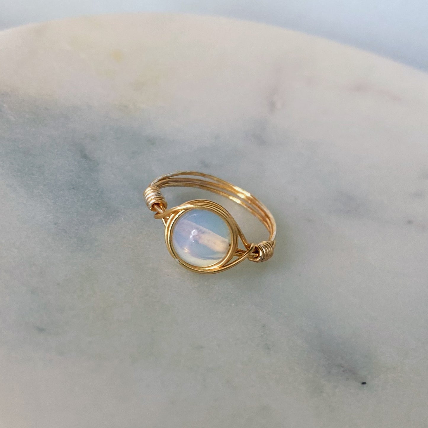 Opal moonstone wire wrapped ring
