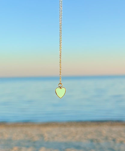 Dainty enamel heart charm necklace