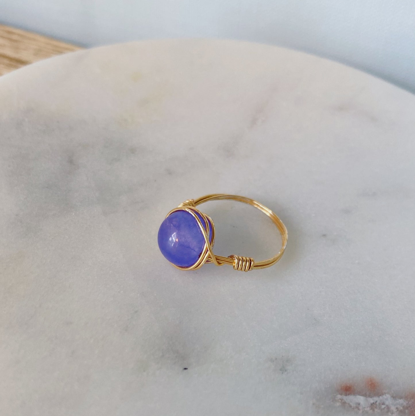 Lavender quartz wire wrapped ring